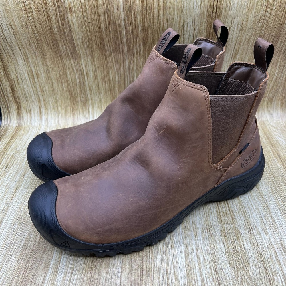 KEEN Anchorage III Waterproof Chelsea Boots Men's Size 14 Brown Leather Thermal - Picture 3 of 9